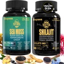 Boysea. Shilajit and Sea Moss Bundle - Sea Moss (7000mg), Ashwagandha (2000mg), Black Seed Oil (4000mg), Ginger & Shilajit (9000mg), Rhodiola Rosea (1000mg) 