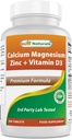 Best Naturals Calcium Magnesium Zink met Vitamine D3, 300 tabletten - Calcium 1000 mg, Magnesium 400 mg, Zink 25 mg & D3 600 IE per portie (3 tabletten)