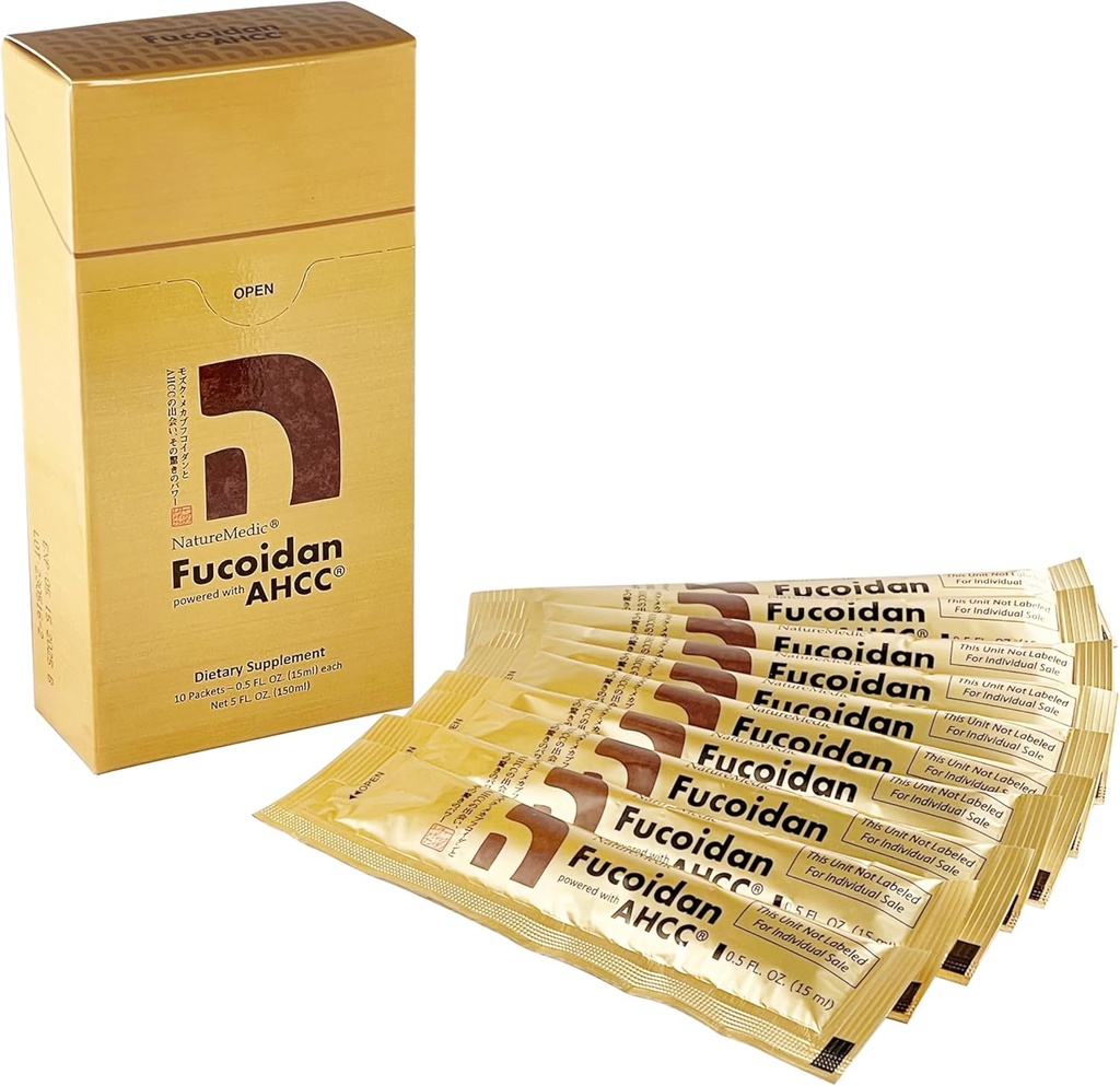 Fucoidan Aangedreven met AHCC® Bruin Zeewier Immuniteitssupplement met hoge zuiverheid Biologische Mekabu Mozuku Agaricus 10 Geconcentreerde Liquid Extract Packets Made in Japan