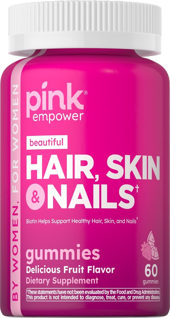 PINK Hair Skin Nails Gummy's 60 Count 
