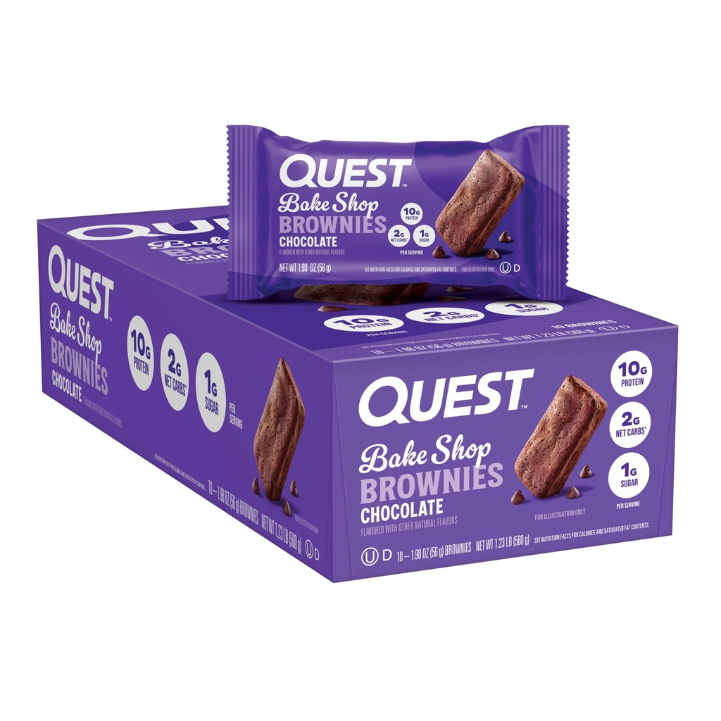Quest Nutrition Bake Shop, Chocolade Brownies, 10g Proteïne, 2g Net Carbs, 1g Suiker, Proteïne Snack, 10 Tellen