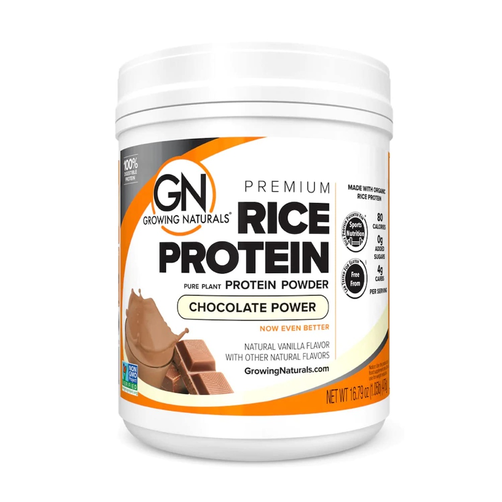 Protéines de riz de qualité supérieure biologique, pouvoir chocolat, non OGM, végétalien, 16,8 once