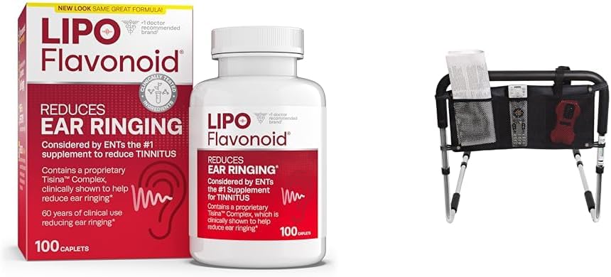 Lipo Flavonoid Tinnitus Relief 100 Caplets & Bed Rail Accessoire Pouch