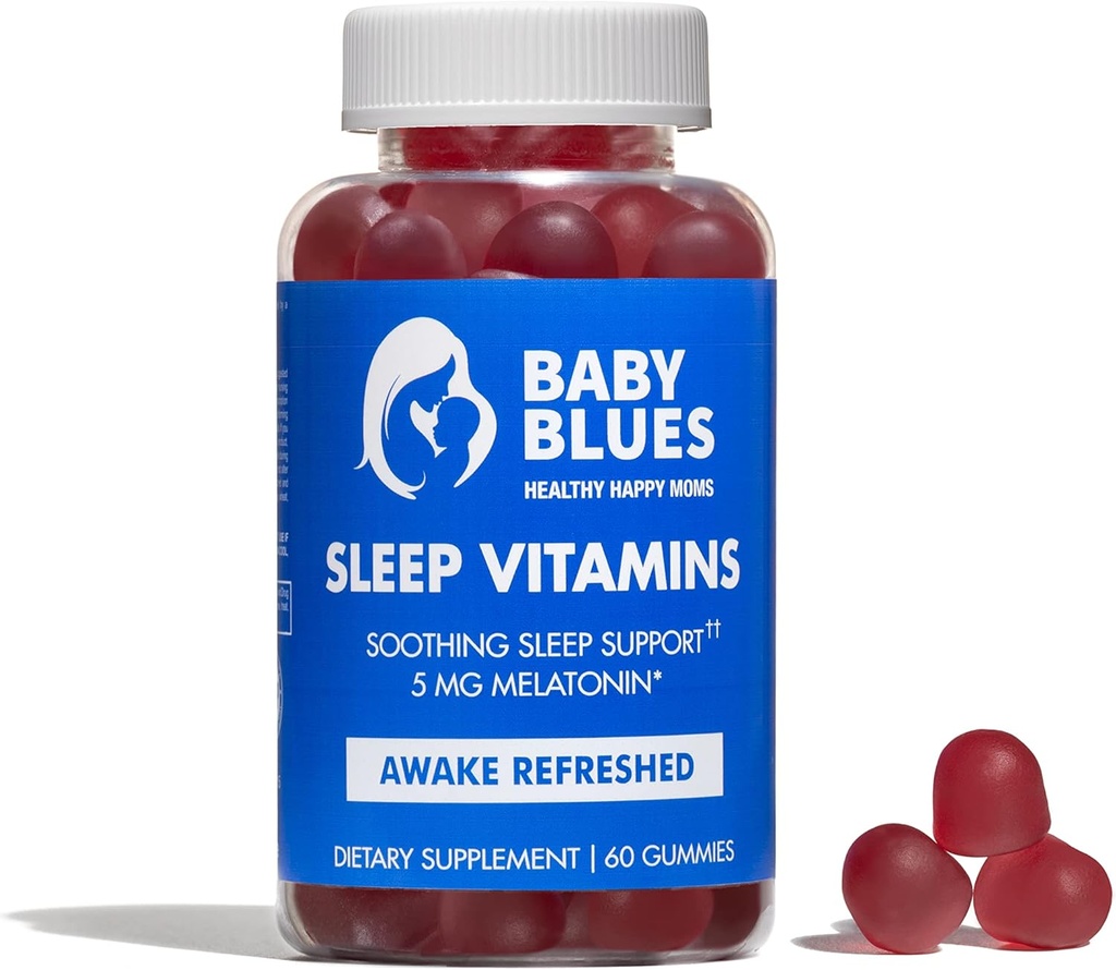 Baby Blues: Slaap Vitaminen voor moeders - 5mg Melatonine Aardbei Flavored Gummies