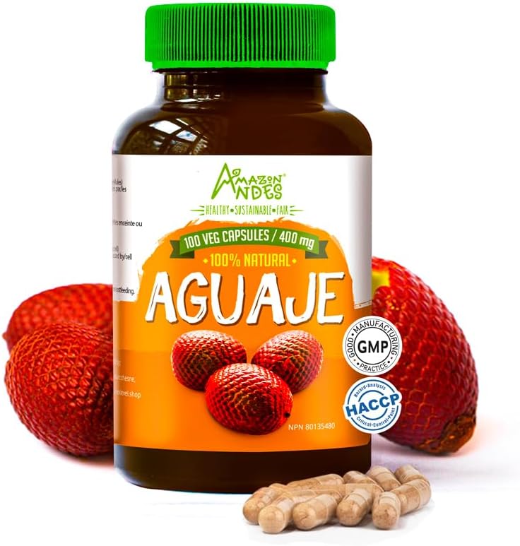 Andes Aguaje Capsules - Vrouwelijke Health Supporter en Hormone Balancer - Wild Geoogst in Peru en duurzaam afkomstig - Niet GGO, redelijk verhandeld en glutenvrij - Buriti 100 Vegan Pillen (400mg)