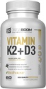 Vitamine D3 K2 Calciumsupplement - Vitamine D 5000 IE + Vitamine K2 MK7 100 mcg, Bone Strength & Heart Health Supplements for Women & Men, D3K2 Teeth Vitamins with Bioperine, US-Made Non-GMO 60 Cap
