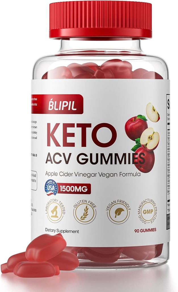Keto ACV Gummies - Sugar Free Weight Loss Formula with 1500mg Apple Cider Vinegar for Men & Women - Gelatine-Free, Gluten-Free, Vegan & Non-GMO - 90 Tel.