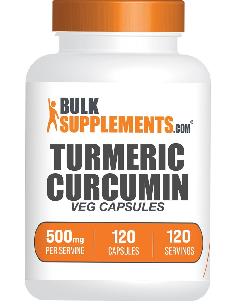 BulkSupplements.com Kurkuma 500mg Extract Capsules - Curcuma Supplementen, Kurkuma Curcumine - Glutenvrij,120 Veg Capsules (Pack of 1)