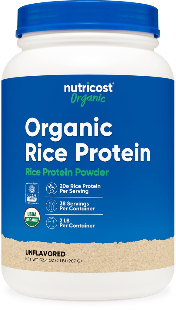 Nutricost Organic Rice Protein Powder (2 LB) - Glutenvrij, Non-GMO (van Bruin Rijst)