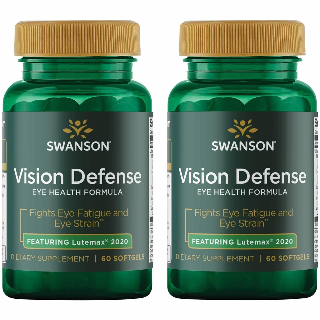 Swanson Vision Defense Antioxidant Vision Health Supplement Lutein Zeaxanthine Astaxanthine Broccoli Extract Bilberry Extract 60 Softgels Sgels (2 Pack)