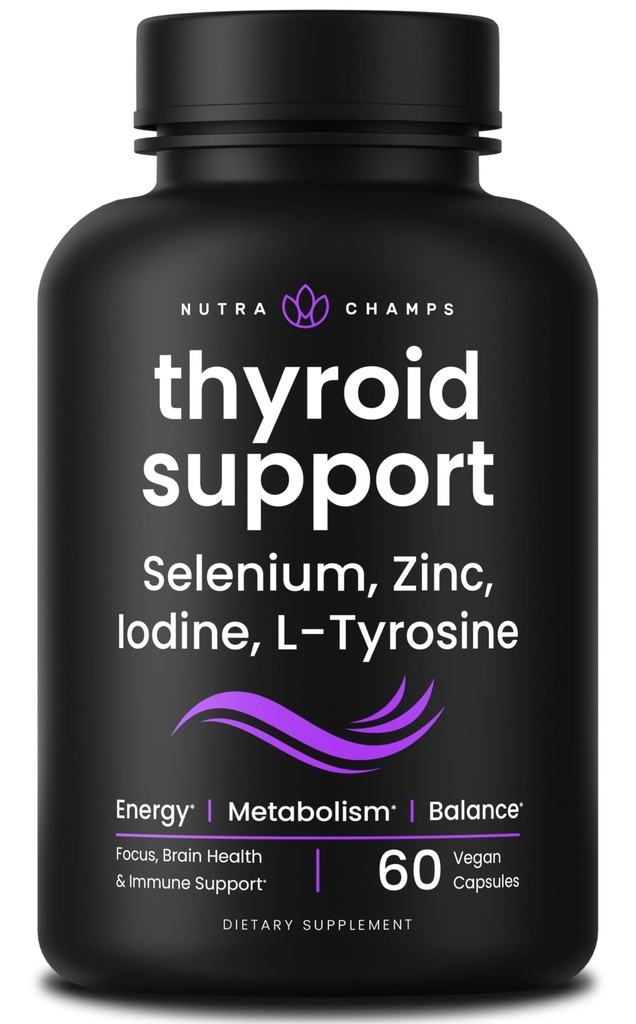 NutraChamps Thyroid Support &amp; Adrenal Support Supplement 2-in-1 Formule met Jodium & Ashwagandha voor energie, Metabolisme, Focus, Adrenal Fatigue & Stress Relief, Cortisol Balance voor vrouwen en mannen