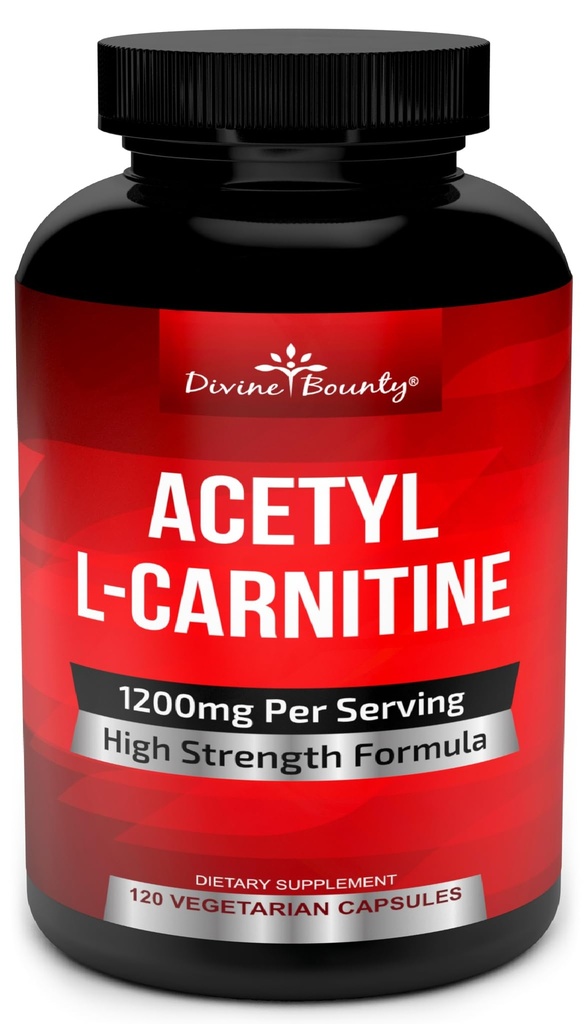 Divine Bounty Acetyl L-Carnitine Capsules 1200mg per portie - L Carnitine Supplement 120 Vegetarische Capsules