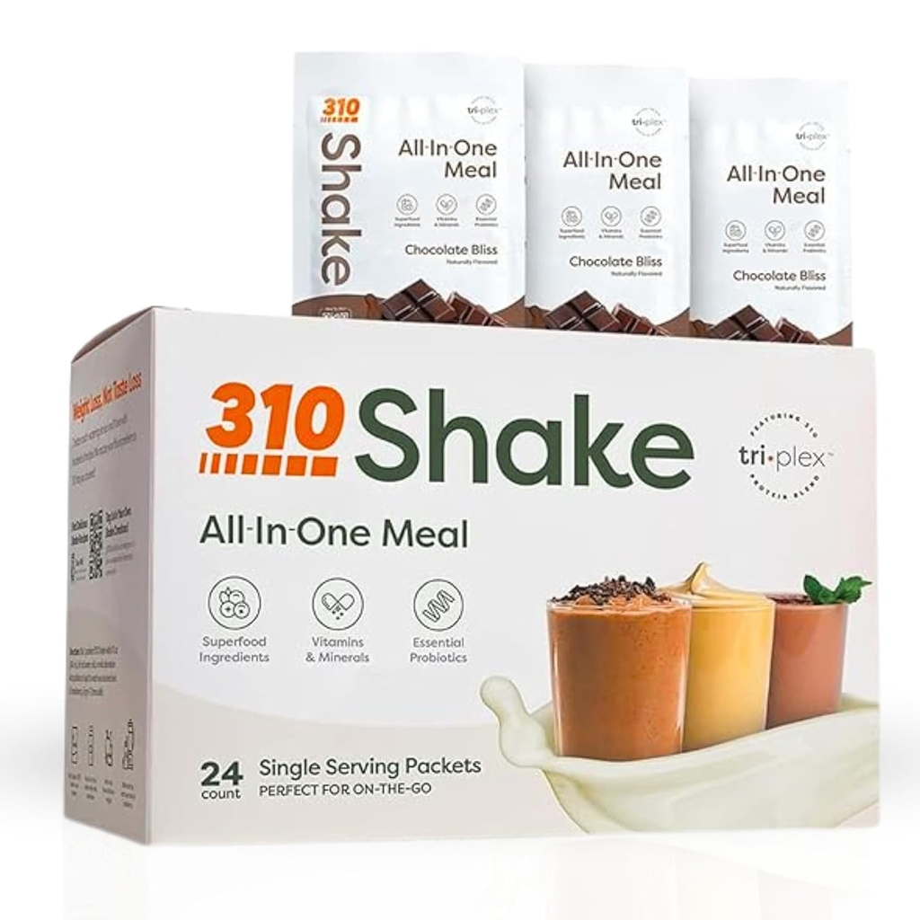310 Nutrition - All-in-one Maaltijd vervangingsshake - nieuwe formule met vezelrijke Vegan Superfood Blend - natuurlijke zoetstoffen - lage koolstofshake, Keto & Paleo vriendelijk - glutenvrij - 26 essentiële vitaminen & mineralen - variety Shake Box - chocolade gelukzaligheid
