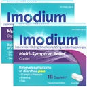 Imodium Multi-Symptoom Relief Caplets met Loperamide Hydrochloroide en Simethicone, Anti-Diarree Geneeskunde voor de behandeling van diarree, gas, opgeblazen, krampen en druk, 2 Pack