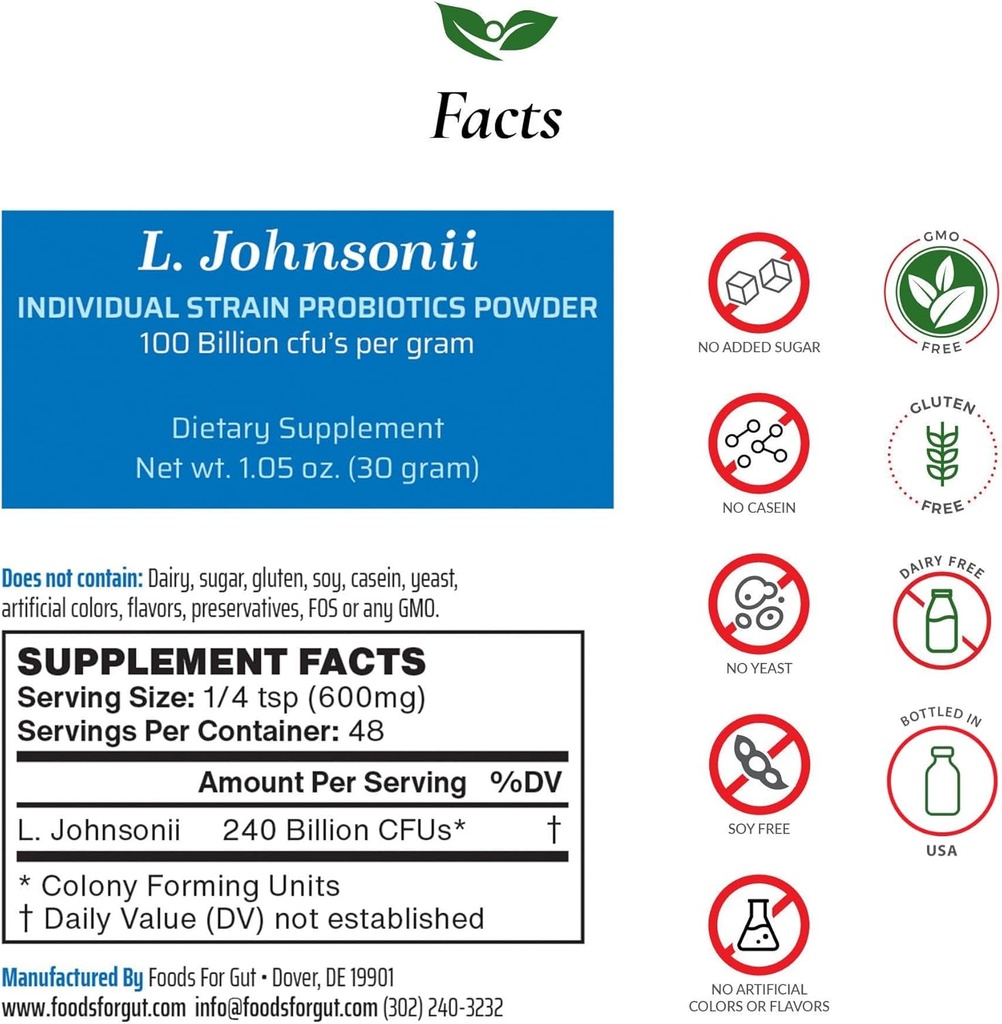 Foods For Gut Lactobacillus Johnsonii Probiotic Powder 100 Miljard cfu's 