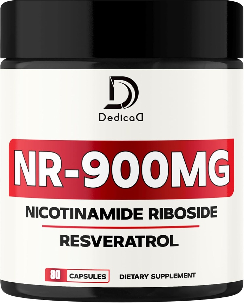NAD Nicotinamide Riboside Resveratrol 900mg Plus Resveratrol 100MG - Cellular Production & Restoration, Aging Well, Algehele vitaliteit - 80 Capsules