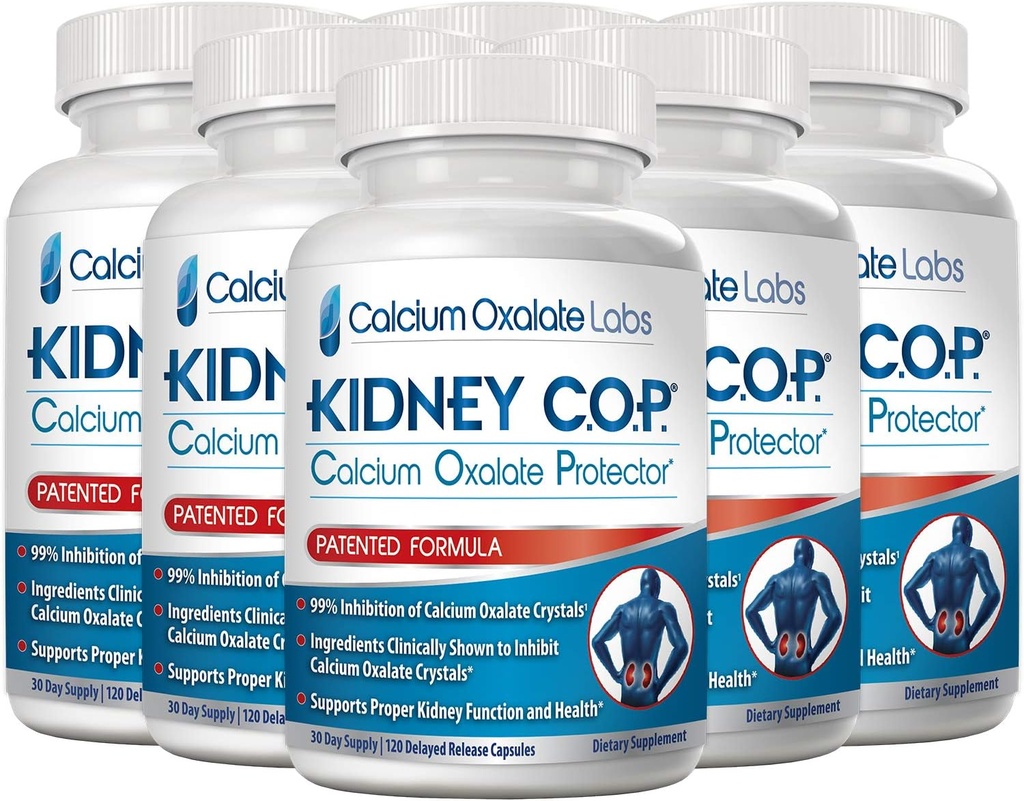 KIDNEY C.O.P. Calcium Oxalate Protecteur 120 Capsules, support du rein pour les cristaux d'oxyde de calcium, aide à arrêter la récurrence des pierres, plus forte que Chanca Piedra Stone Breaker Suppléments, 6 Pack