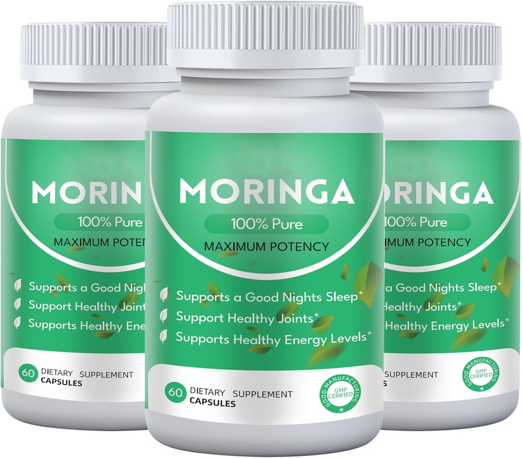Pure Moringa Poeder Capsules, 800 mg Moringa Capsules - Bevat essentiële vitamines en aminozuren, voedingssupplementen, versterkt het immuunsysteem (3 stuks)