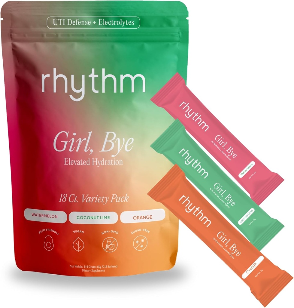 ritme Meisje, Bye Fast-Acting 18 ct. Tropical-Flavored Keto UTI Relief & Defense + Rapid Hydration Urinary Tract Health Drink Mix 