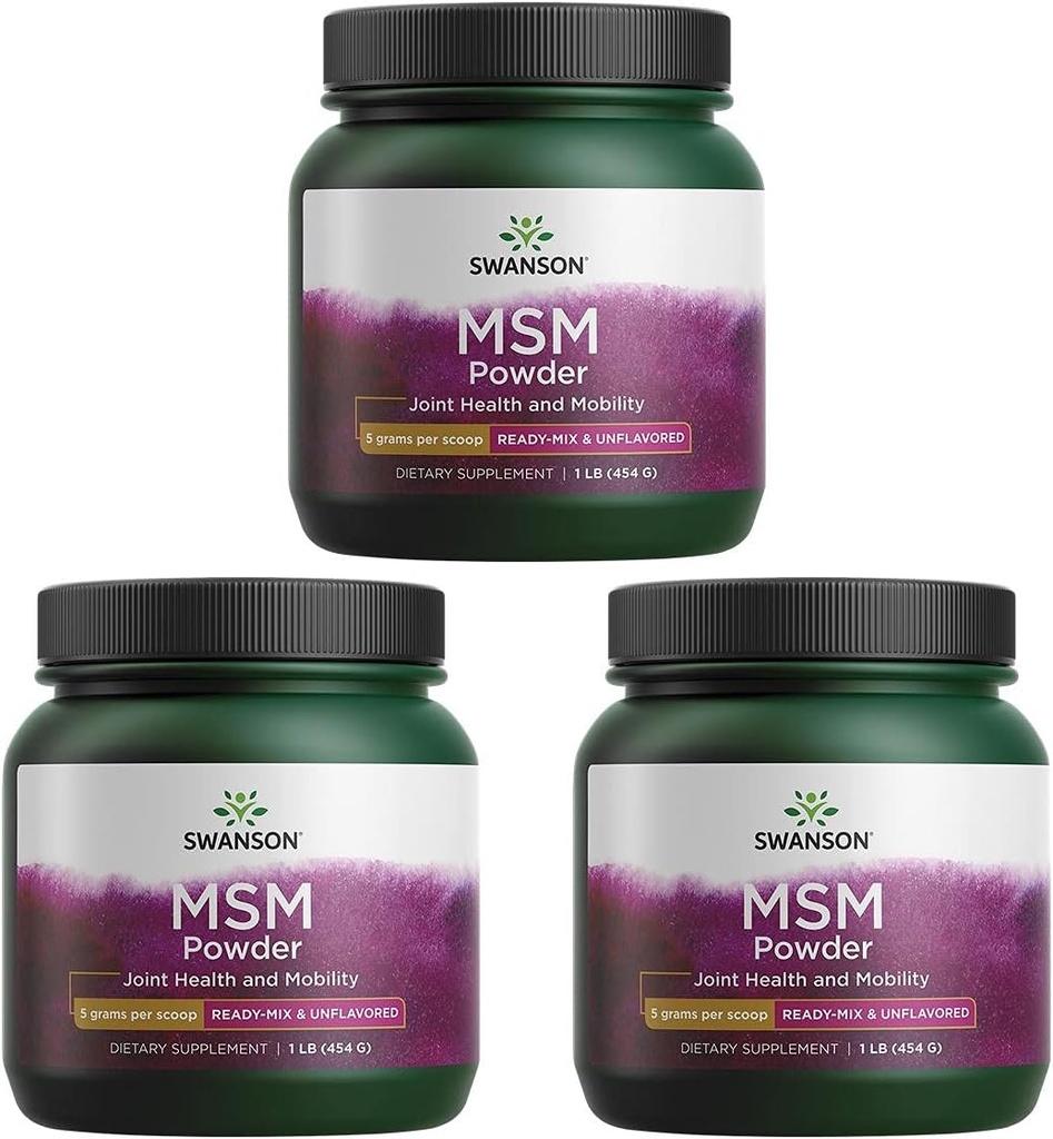 Swanson Premium merk Msm Poeder - Ready-Mix & Unflavored 1 lb Pwdr 3 Pack