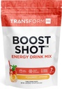 TransformHQ Boost Shot Powder Drink Stick Packets, Strawberry Lemonade, 7 Pack, Energy Supplements for Women & Men, with Cafeine, Vitamine B12, B9, B6 & B3