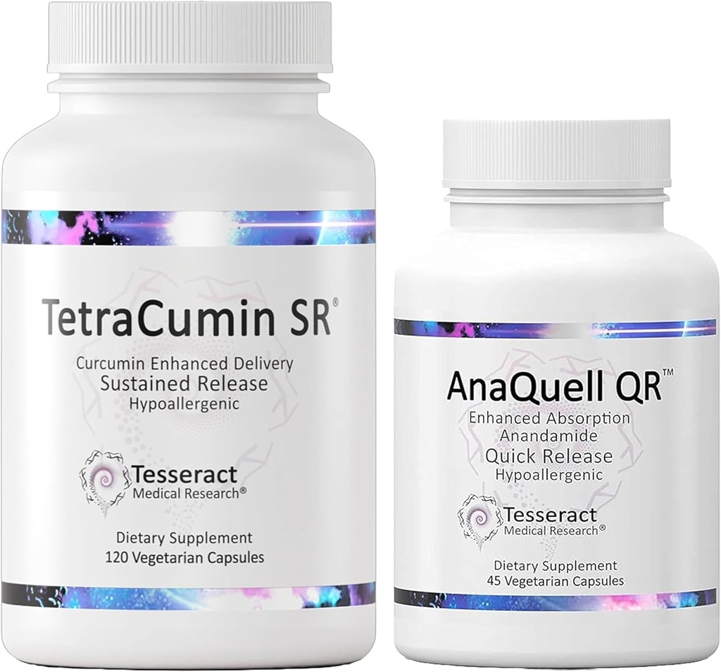 Tesseract Recherche médicale TetraCumin SR Supplément de soutien conjoint et AnaQuell QR, Supplément de soutien au stress et à l'humeur