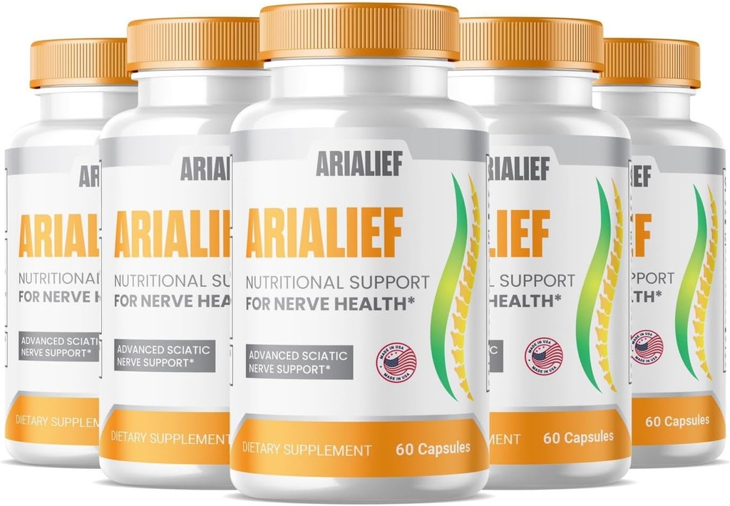 SPRESSO (5 Pack) Arialief Sciatica Voedingsondersteuning Capsules, Arialief Advanced Formula Sciatica Relief Supplement, Zenuw Relief Supplement, Arialeaf Prime Palm Sciatica (300 Capsules)