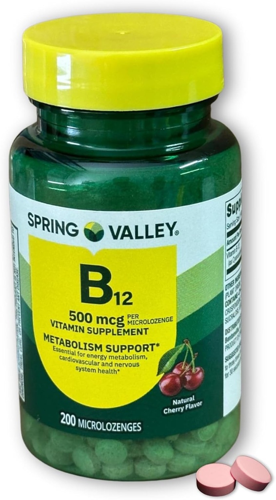 B12 500mcg Sublingual- Cherry Flavor 200 ct (pakket van 1)
