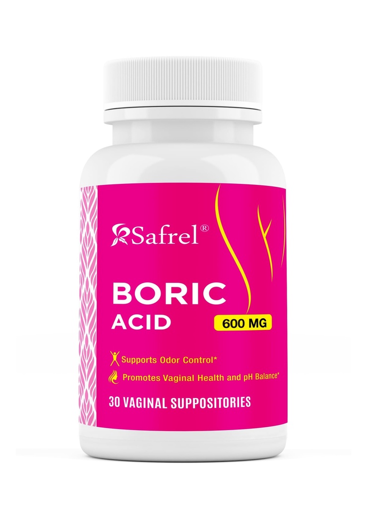 Safrel Boorzuur Vaginale Suppositoiries - 100% Pure Made in USA - Intieme gezondheidsondersteuning, Vaginale gezondheid en pH, Odor Control (30 Count (Pack of 1))