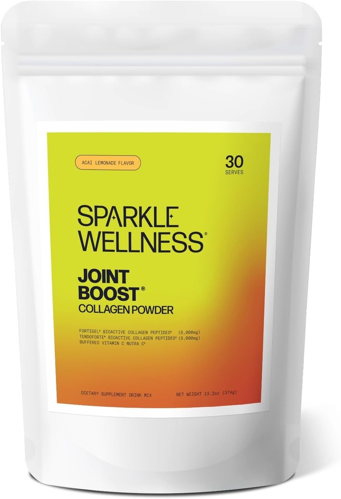 Sparkle Wellness FORTIGEL & TENDOFORTE Collagen Peptides | Collagen with Calcium Ascorbate Vitamin C to Support Joint Mobility, Tendon & Ligament Health | Joint Boost (Acai Lemonade) [30-Serves]