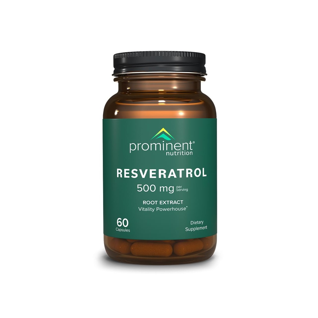 Prominent Nutrition Resveratrol Supplement, Anti-aging en Immune Support, 98% Pure Trans-Resveratrol Supplement, 500 mg, 30 Day Supply - 1 Pack