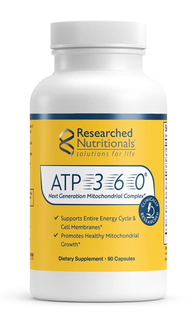 Onderzoek naar voedingssupplementen ATP 360 - Mitochondriale supplementen ter ondersteuning van volledige energiecyclus en celmembranen - klinisch onderzocht ATP-supplementen, hoge dosis CoQ10, R-lipoïnezuur & PQQ, 90 capsules