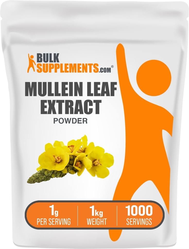 BulkSupplements.com Mullein Leaf Extract - Verbascum Thapsus, Mullein Supplement - Kruidensupplement voor Immune Ondersteuning - Glutenvrij, 1g per portie, 1kg (2,2 lbs) (pakket van 1)