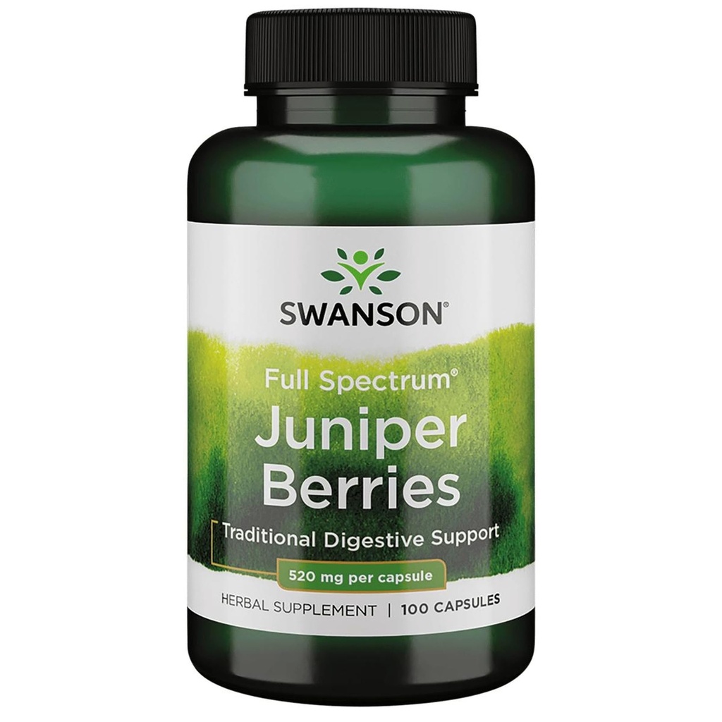 Swanson Juniper Berries Digestive Imune System Health Fiber Herbal Supplément 520 mg 100 Capsules (Caps)