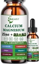 Calcium Magnesium Zink Liquid Drops, vloeibaar Magnesium Glycinate 500mg Calcium 1000mg met vitamine D3,K2,B6,B12,Coq10 voor botsterkte, spierfunctie,6X Sterker dan Gummies Capsules