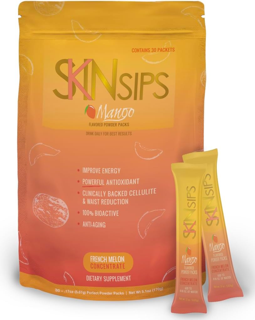 Skin Health & Energy Boost Drink Mix- Suikervrij, SOD B (TM), Antioxidanten uit het Franse Meloen Concentraat, On The Go Stick Packs, Mango, 10 Pack