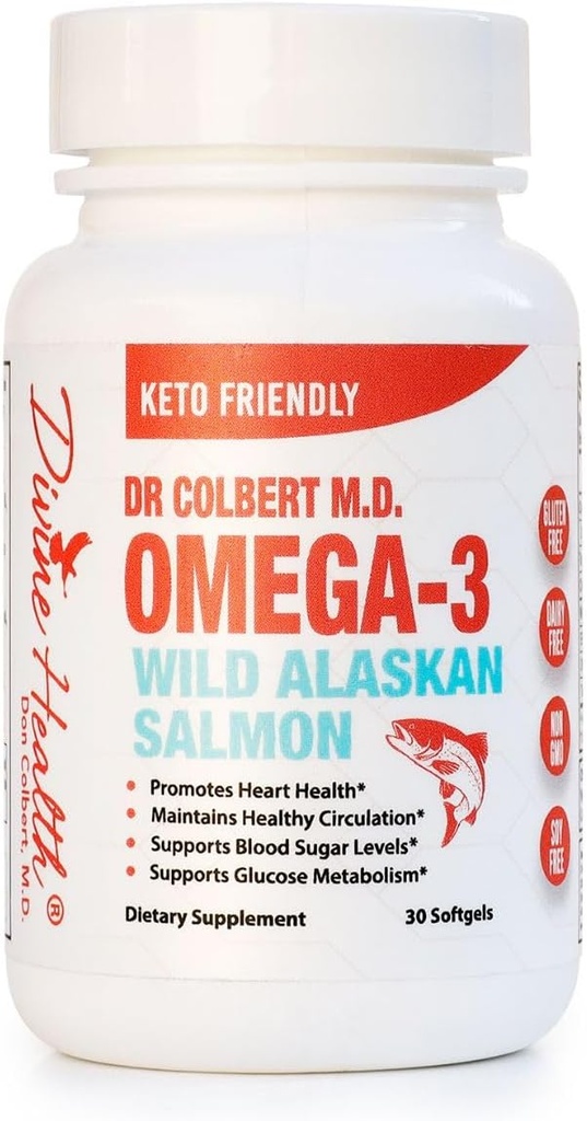 Dr. Colbert's Wild Alaskan Salmon Omega-3 Bevat natuurlijke bronnen van Omega-3, DHA & EPA - samengesteld door Dr. Don Colbert