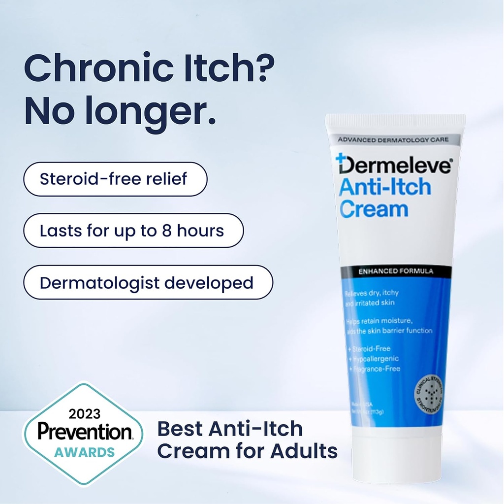Dermeleve Back Bundle of Steroid Free Anti-Itch Cream Extra Strength 4 oz + Terug Applicator (2 items) 