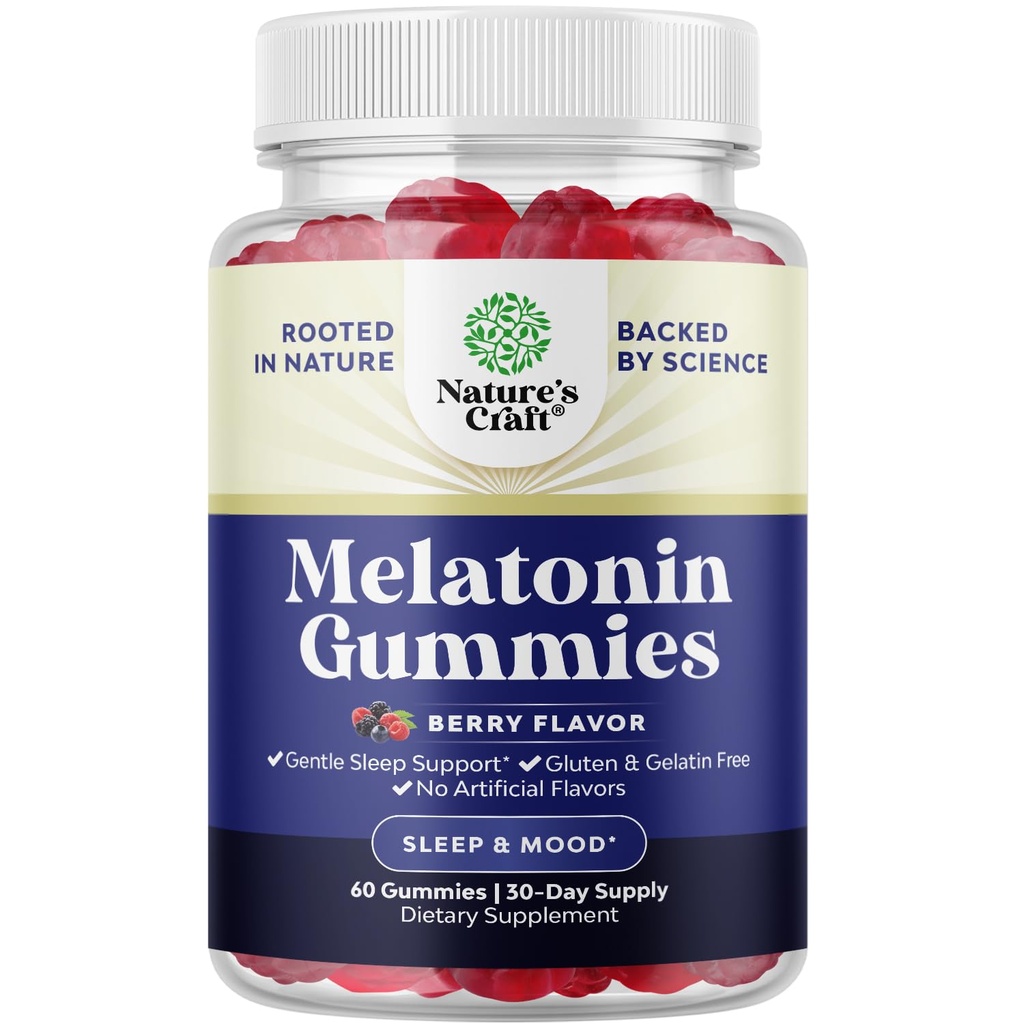 Melatonine 5mg natuurlijk - Gelatine Gratis en Halal Melatonine Gummies 5mg slaapsupplement voor volwassenen - Berry Slaap Gummies voor volwassenen Vallen Slaap Sneller met natuurlijke smaken en kleuren 60ct