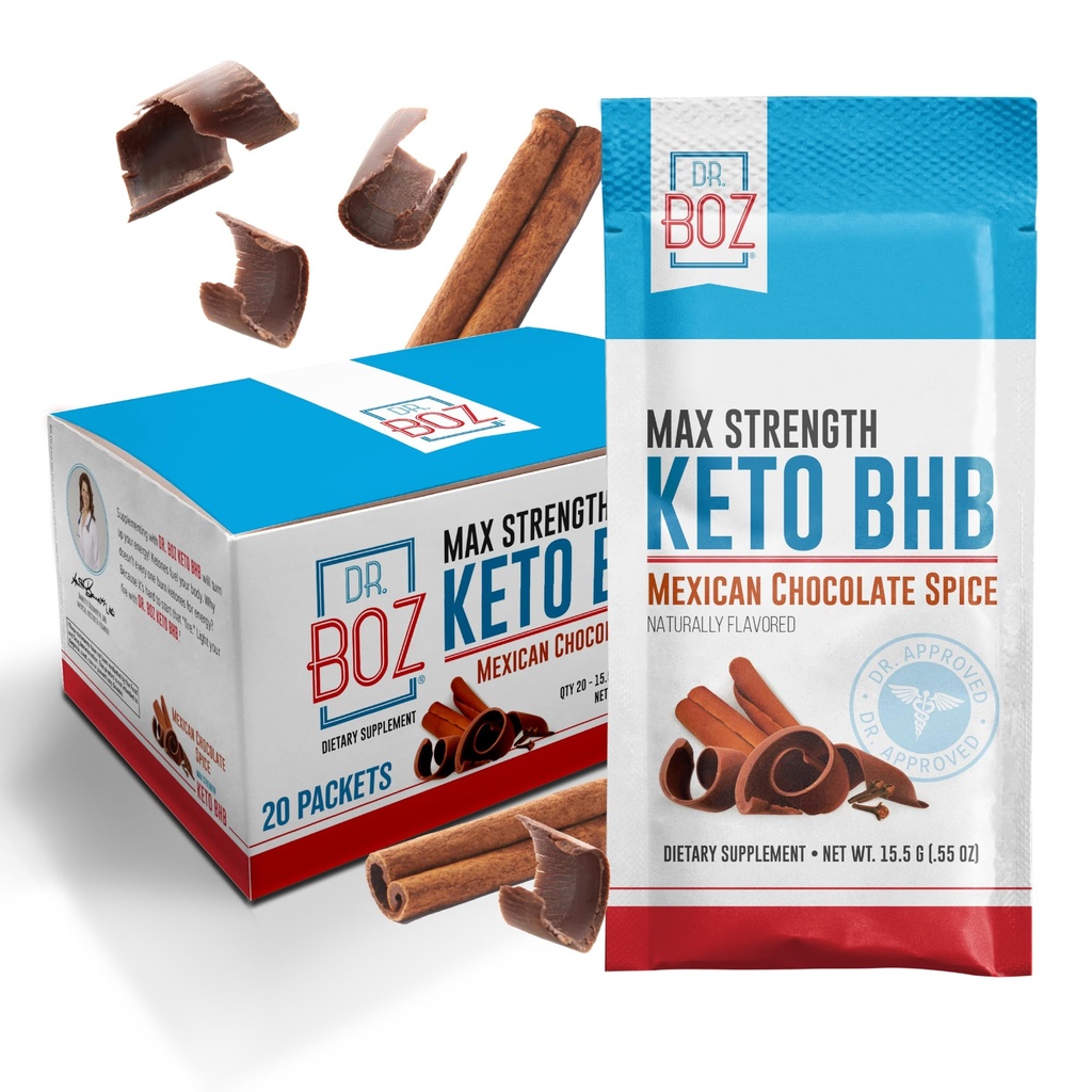 Dr. Boz - Keto BHB Powder - Mexican Chocolate Spice, 20 Servings - Ketones Drink - Energy & Reduced Cravings - Max Strength Dieetary Supplement - Quality Tested - Made in The USA - 10.9oz (310g)