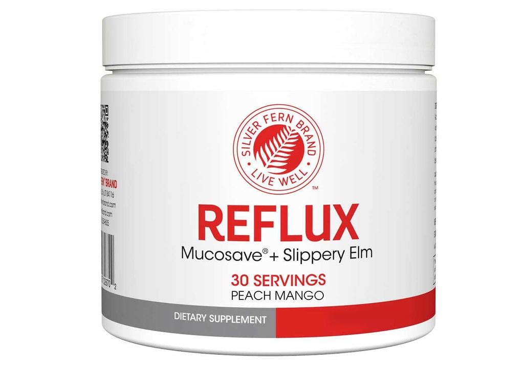 Reflux Digestief supplement - Peach Mango Smaak - Elke Tub = 30 Scoops = 30 Servers - Mucosale ondersteuning voor zure problemen - met Mucosave FG en Slippery Elm Bark (1 Tub)