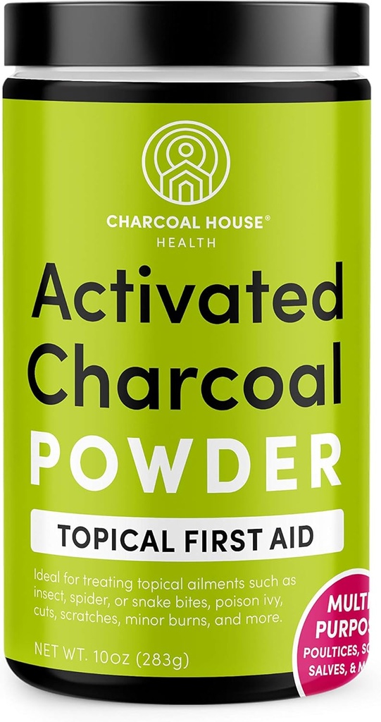 Charcoal House Hardhout Actieve Charcoal Powder - Topische Eerste Hulp voor het maken van Charcoal Poultices, Charcoal Foot Soaks, Charcoal Baden & Meer! - 10oz