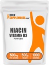 BulkSupplements.com Niacin Poeder - Vitamine B3 Supplement, Niacin 500mg - Niacin Flush, Niacin met Flushing - Glutenvrij, 500mg Niacin per Serving, 500g (1.1 lbs) (pack van 1)