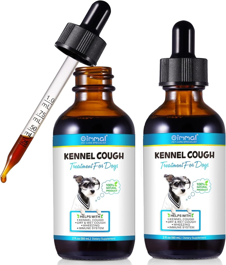 Kennel Hoest voor honden- Kennel Hoest behandeling, natuurlijke hoest supplement voor honden, zachte hond Congestie Relief, vloeibare hond Allergie Relief (2 Fl Oz (pakket van 2))