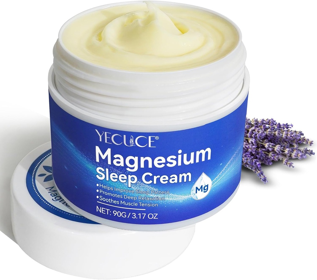 Crème de magnésium pour les pieds, Huile de magnésium pour les pieds, Lotion de magnésium, Crème de magnésium 3,17 OZ, Magnésium topique, Apaisseurs tension musculaire, haute concentration véritable Zechstein Chlorure de magnésium topique
