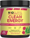 Énergie propre - Poudre de pré-entraînement pour les hommes et les femmes avec des acides aminés BCAA, poudre de boisson énergétique, poudre d'énergie acide amino pour l'énergie et focus - 40 portions (12,7 oz, thé glacé framboise)