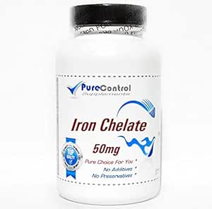 Iron Chelate 50mg //200 Capsules // Pure // by PureControl Supplements