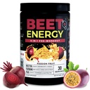 Nutrology Beet Energy O2, Pre Workout Powder, Energy, Endurance & Nitric Oxide Booster with Beet Powder, Yerba Mate, Adaptogens & Electrolytes, Vegan Pre Workout, Passion Fruit Smaak, 30 Servers