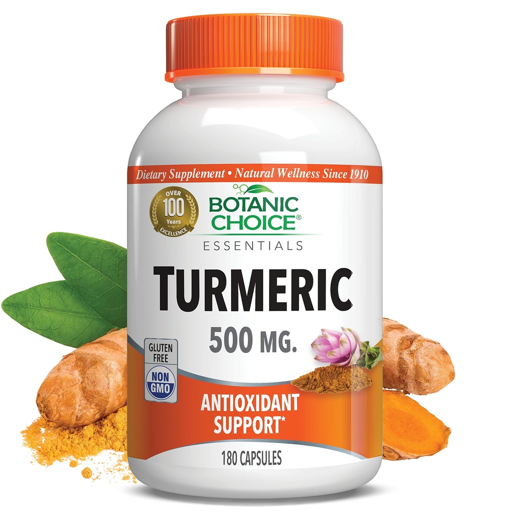 Botanic Choice Premium Kurkuma Antioxidant Ondersteuning - Joint Health Supplement voor volwassenen - 180 Vege Capsules (elk 500 mg)