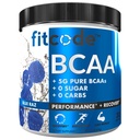 Fitcode Ultra Premium BCAAs avec 5G de BCAAs purs avec un rapport de 2:1:1 d'acides aminés pour aider à la récupération après l'entraînement, la croissance musculaire maigre, l'endurance, 30 portions (Raz bleu)